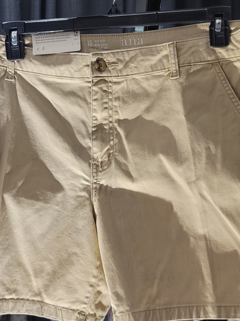 a.n.a Mid-Rise Midi Shorts in Light Khaki